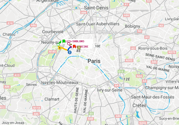 plan itinéraire ratp de Les Sablons (Jardin d