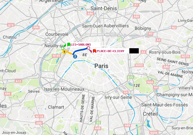 plan itinéraire ratp de Les Sablons (Jardin d