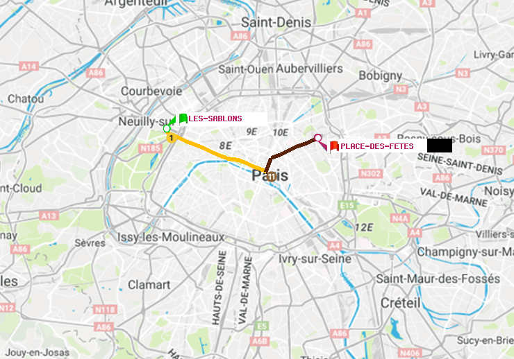 plan itinéraire ratp de Les Sablons (Jardin d