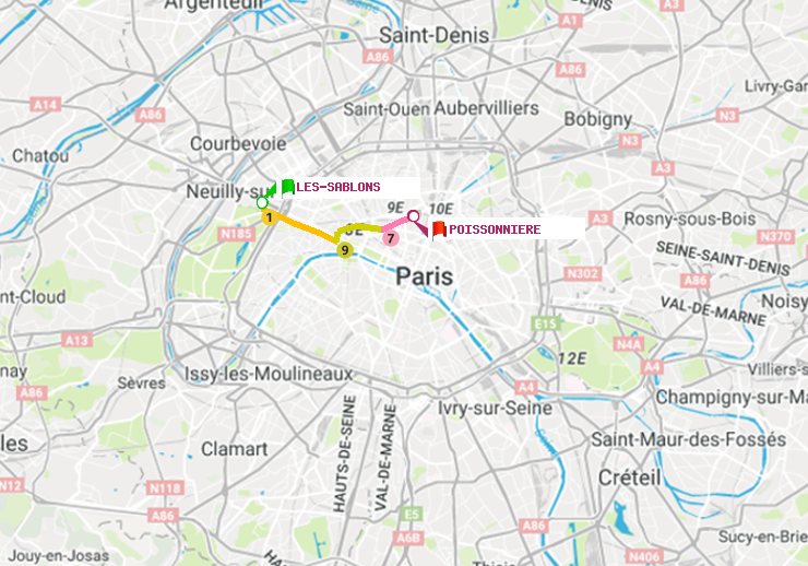 plan itinéraire ratp de Les Sablons (Jardin d