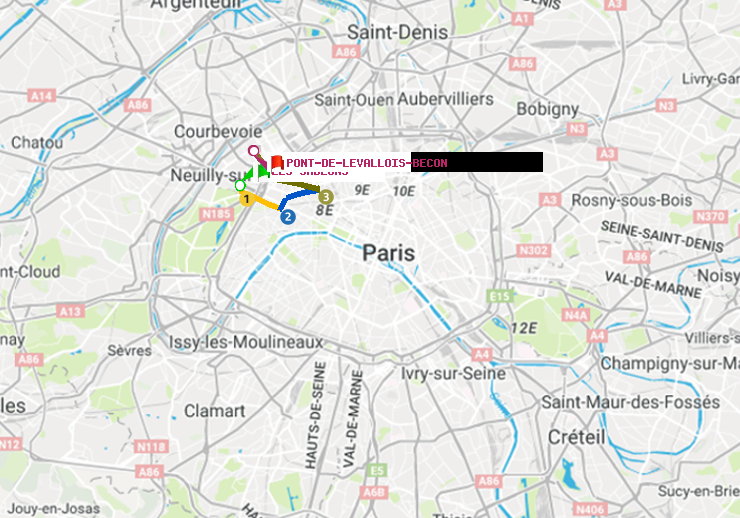 plan itinéraire ratp de Les Sablons (Jardin d