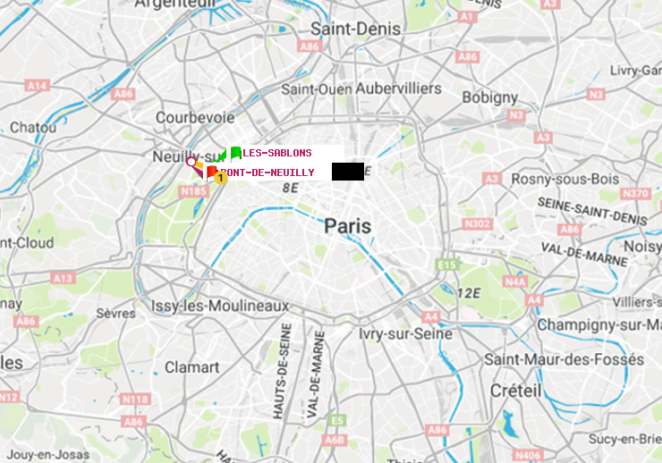 plan itinéraire ratp de Les Sablons (Jardin d