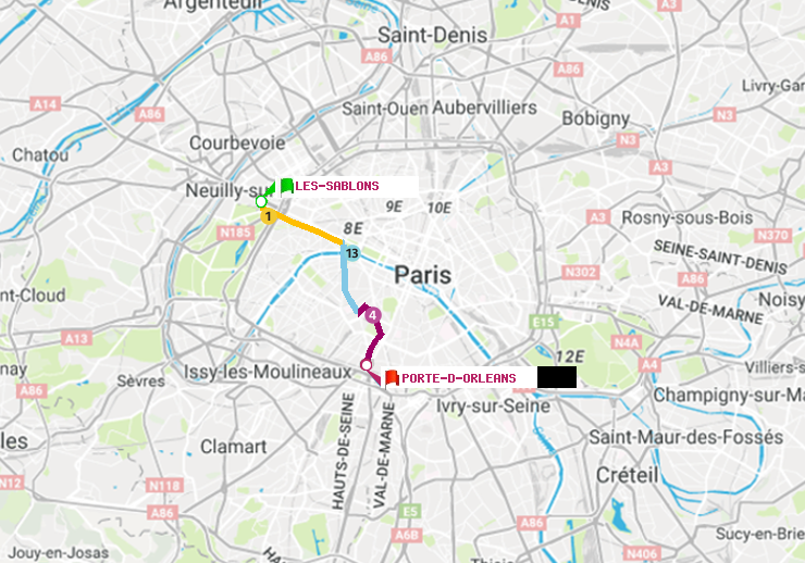 plan itinéraire ratp de Les Sablons (Jardin d
