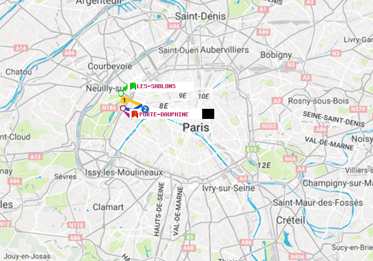 plan itinéraire ratp de Les Sablons (Jardin d
