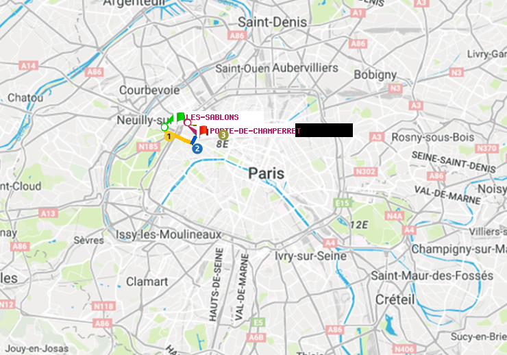 plan itinéraire ratp de Les Sablons (Jardin d