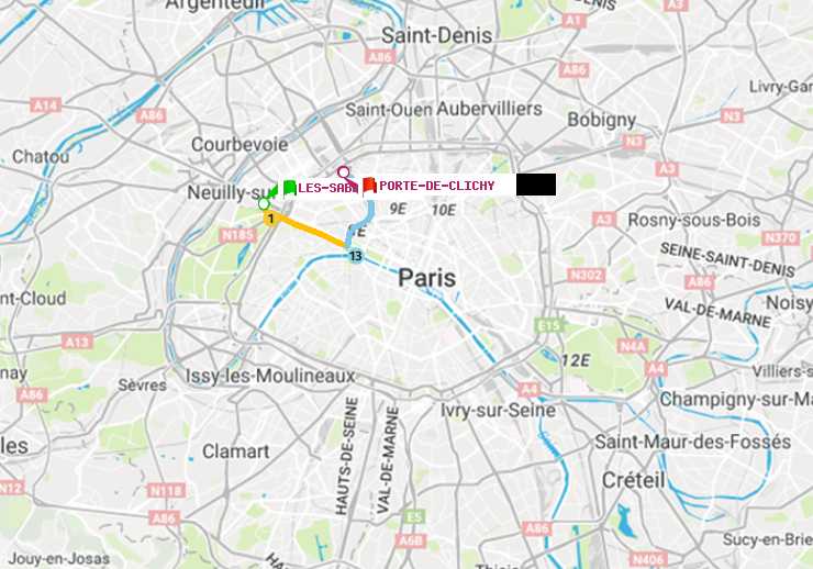 plan itinéraire ratp de Les Sablons (Jardin d