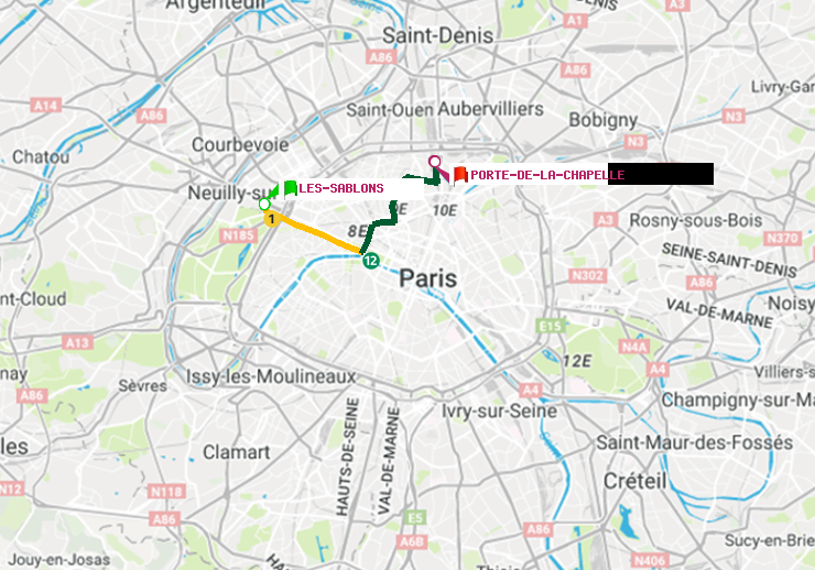 plan itinéraire ratp de Les Sablons (Jardin d