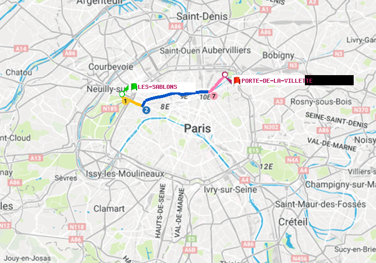 plan itinéraire ratp de Les Sablons (Jardin d