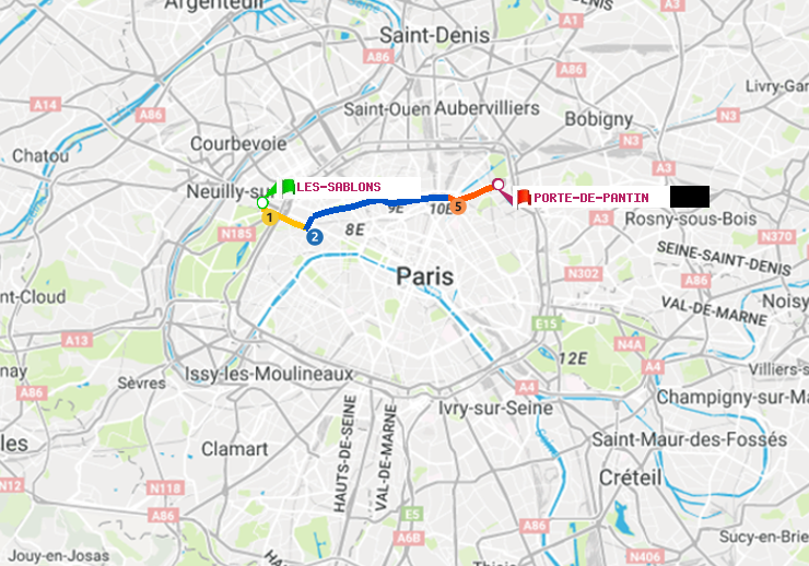 plan itinéraire ratp de Les Sablons (Jardin d