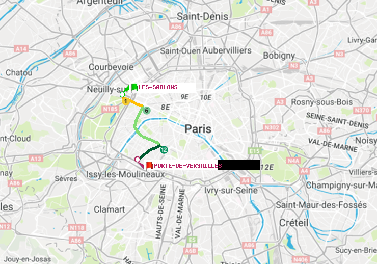 plan itinéraire ratp de Les Sablons (Jardin d