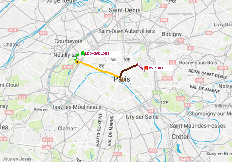 plan itinéraire ratp de Les Sablons (Jardin d