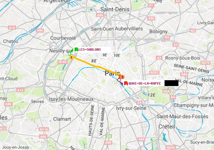plan itinéraire ratp de Les Sablons (Jardin d
