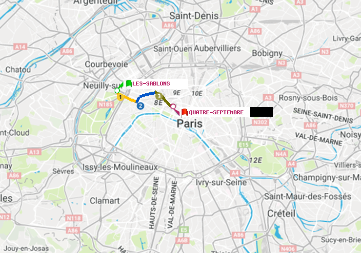 plan itinéraire ratp de Les Sablons (Jardin d