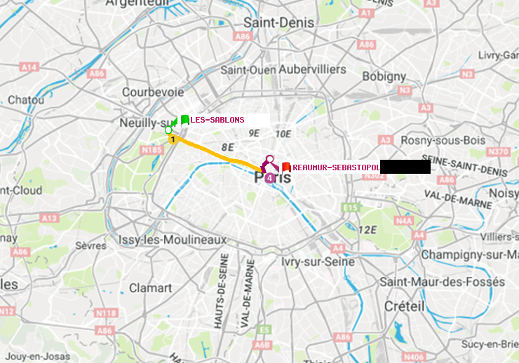 plan itinéraire ratp de Les Sablons (Jardin d
