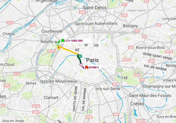plan itinéraire ratp de Les Sablons (Jardin d