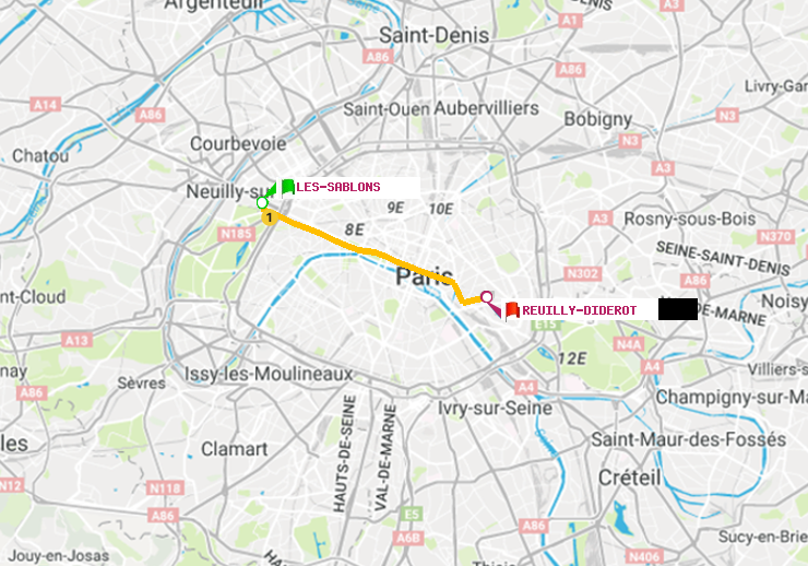 plan itinéraire ratp de Les Sablons (Jardin d