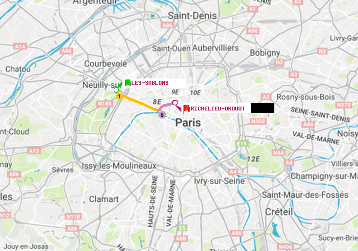 plan itinéraire ratp de Les Sablons (Jardin d