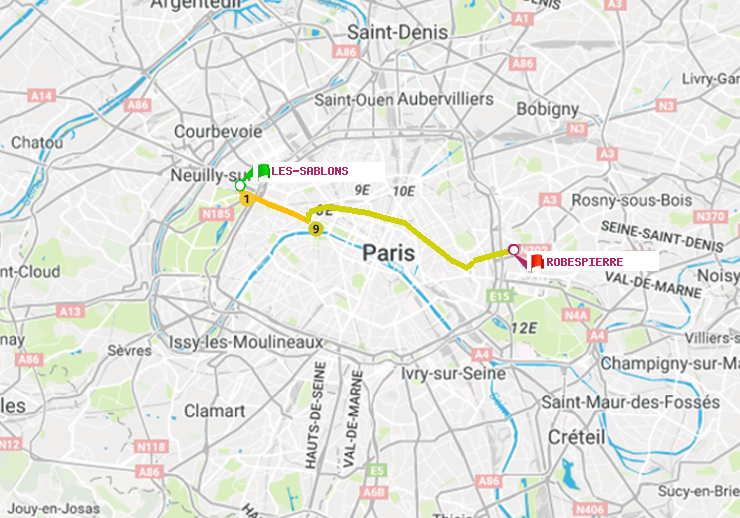 plan itinéraire ratp de Les Sablons (Jardin d