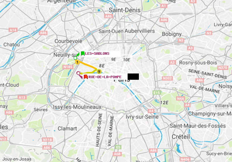 plan itinéraire ratp de Les Sablons (Jardin d
