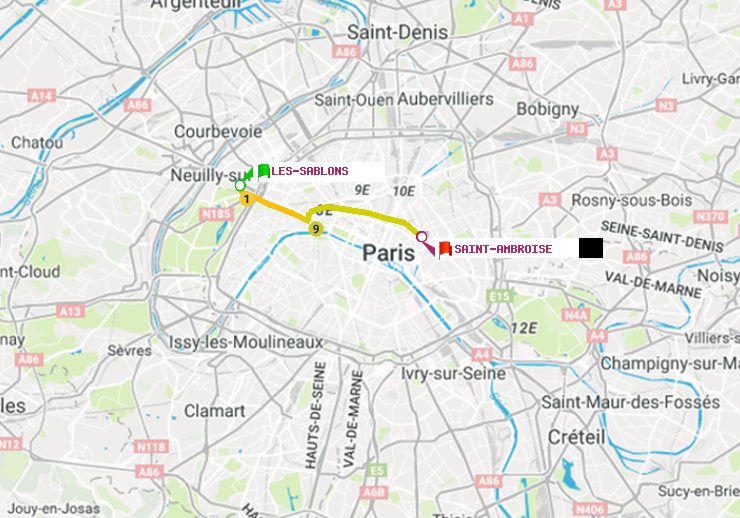 plan itinéraire ratp de Les Sablons (Jardin d