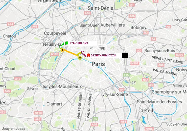 plan itinéraire ratp de Les Sablons (Jardin d