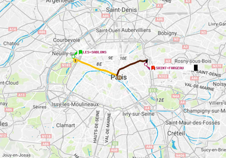 plan itinéraire ratp de Les Sablons (Jardin d