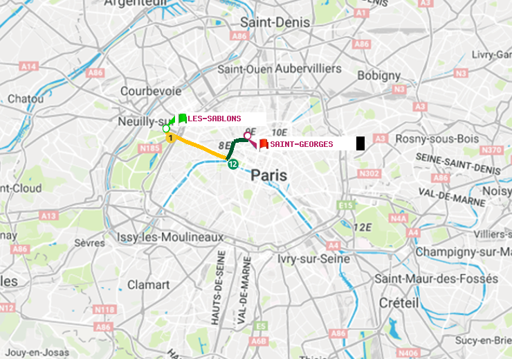 plan itinéraire ratp de Les Sablons (Jardin d