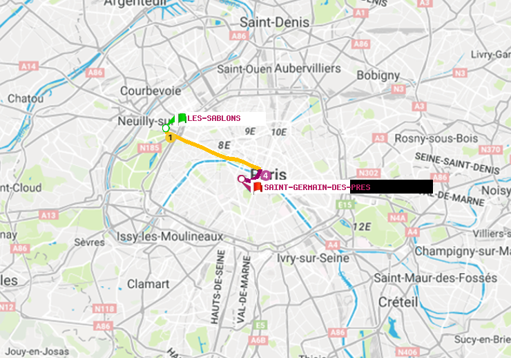 plan itinéraire ratp de Les Sablons (Jardin d