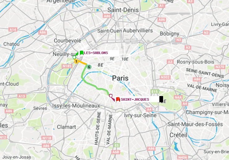 plan itinéraire ratp de Les Sablons (Jardin d