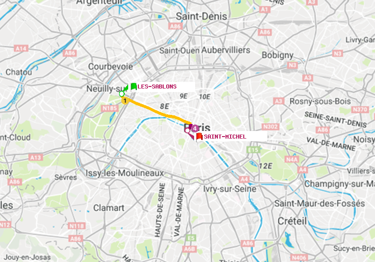 plan itinéraire ratp de Les Sablons (Jardin d