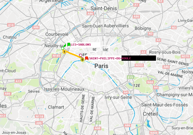 plan itinéraire ratp de Les Sablons (Jardin d