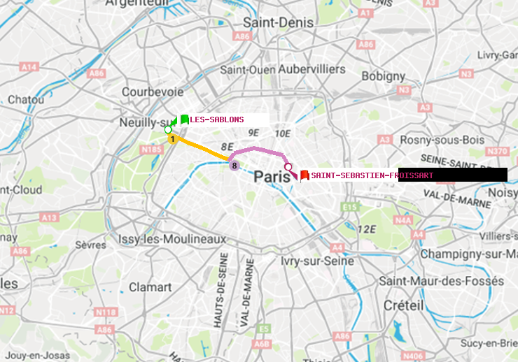 plan itinéraire ratp de Les Sablons (Jardin d