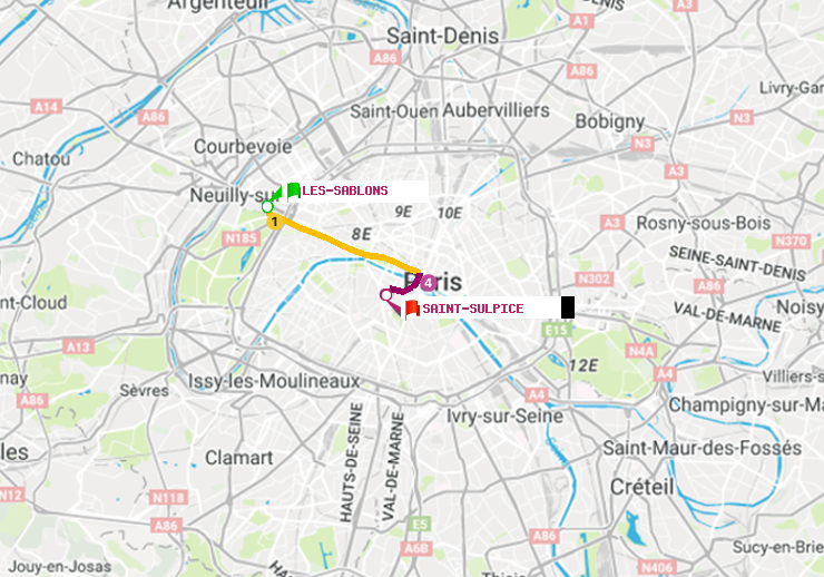 plan itinéraire ratp de Les Sablons (Jardin d