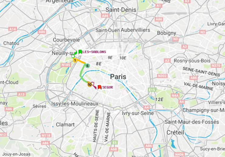 plan itinéraire ratp de Les Sablons (Jardin d