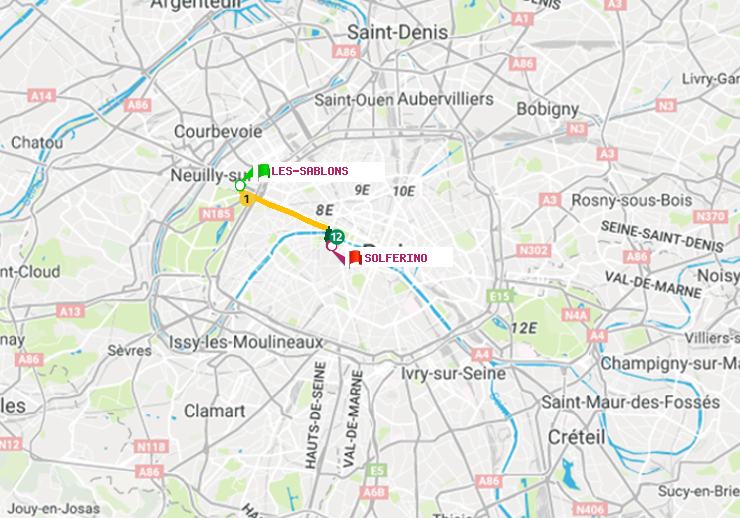 plan itinéraire ratp de Les Sablons (Jardin d