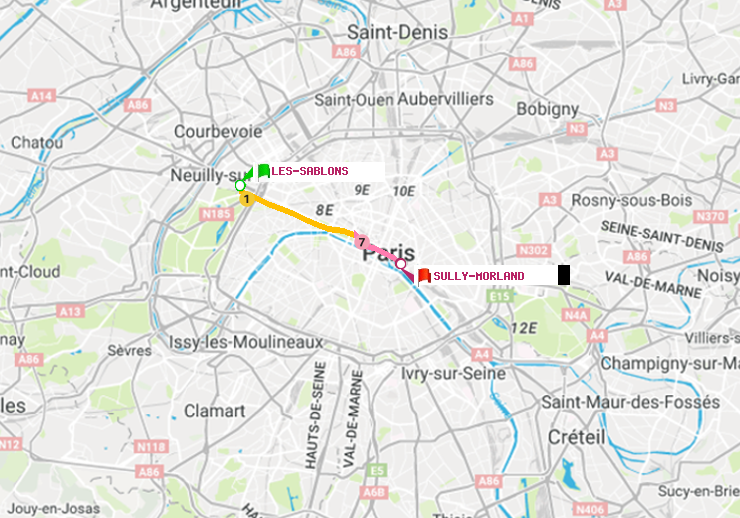 plan itinéraire ratp de Les Sablons (Jardin d