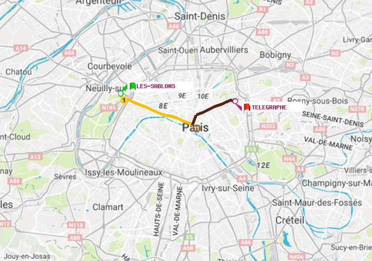 plan itinéraire ratp de Les Sablons (Jardin d