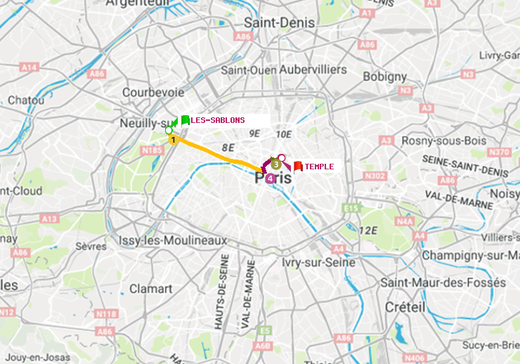 plan itinéraire ratp de Les Sablons (Jardin d