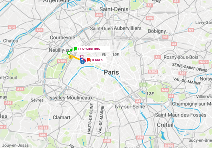 plan itinéraire ratp de Les Sablons (Jardin d