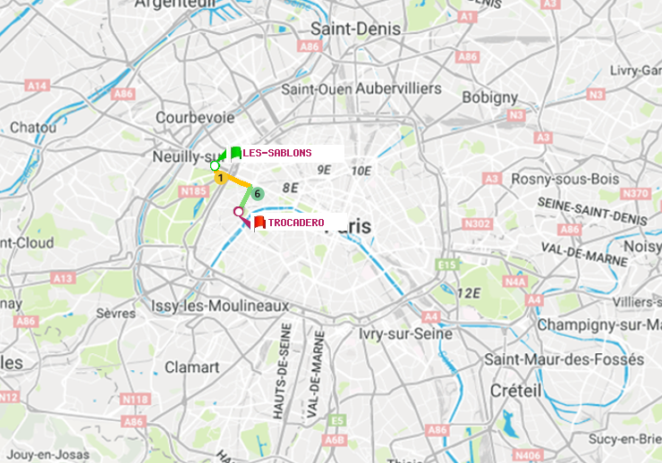 plan itinéraire ratp de Les Sablons (Jardin d