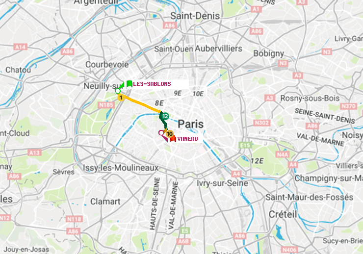 plan itinéraire ratp de Les Sablons (Jardin d