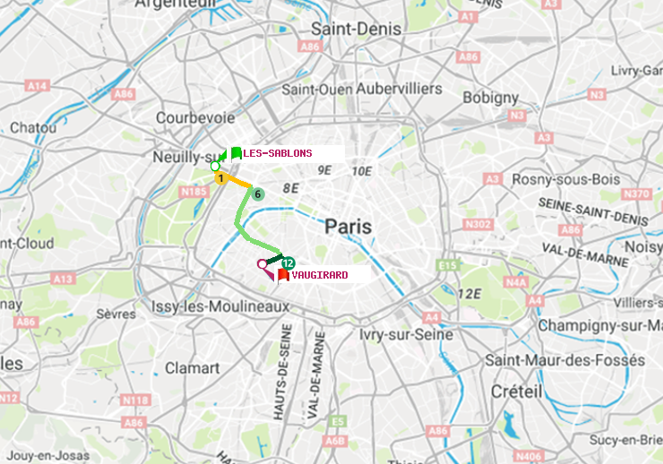 plan itinéraire ratp de Les Sablons (Jardin d