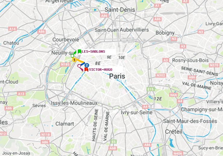 plan itinéraire ratp de Les Sablons (Jardin d