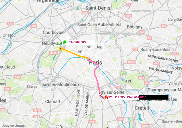 plan itinéraire ratp de Les Sablons (Jardin d