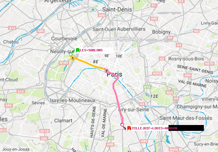 plan itinéraire ratp de Les Sablons (Jardin d