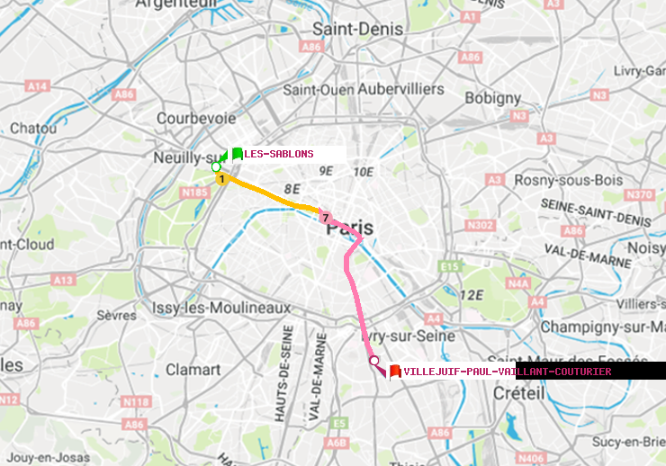 plan itinéraire ratp de Les Sablons (Jardin d