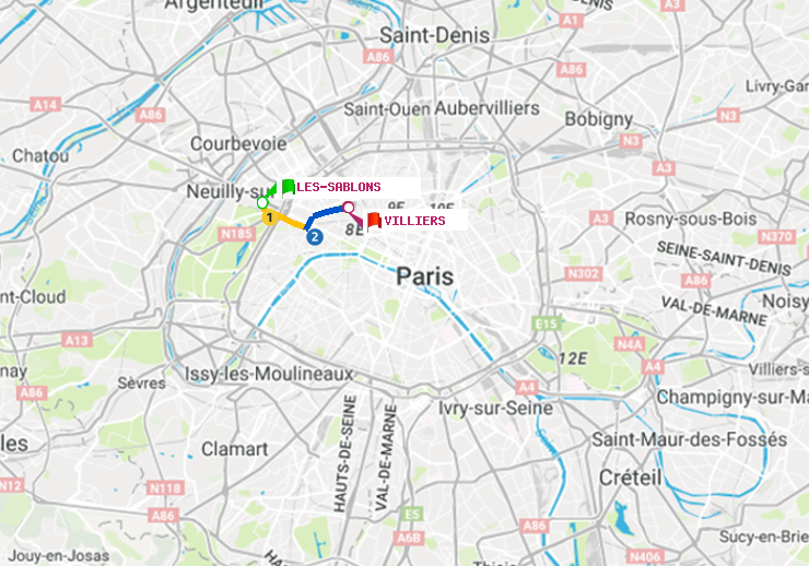 plan itinéraire ratp de Les Sablons (Jardin d