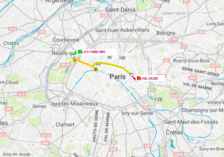 plan itinéraire ratp de Les Sablons (Jardin d