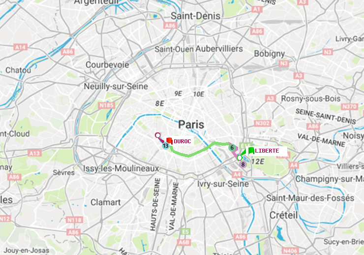 plan itinéraire ratp de Liberté à Duroc