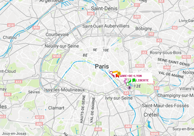 plan itinéraire ratp de Liberté à Gare de Lyon